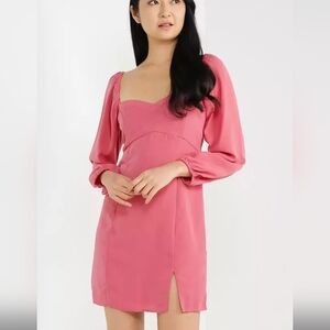 Abercrombie & Fitch Pink Long Sleeve Corset Seamed Mini Dress